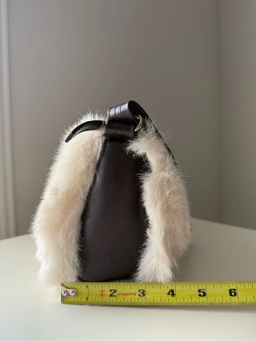 Faux Fur Shoulder Bag in Cream - Stylish Women's Bag